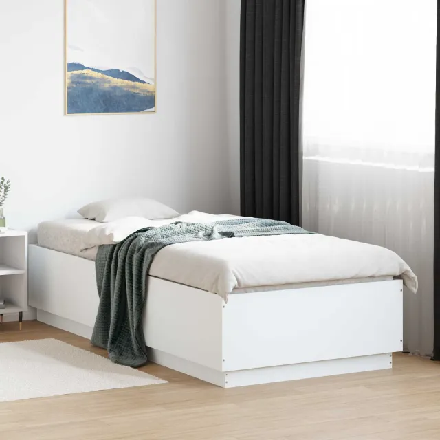 vidaXL Bed Frame met LED Wit 80 x 200 cm Bewerkt hout
