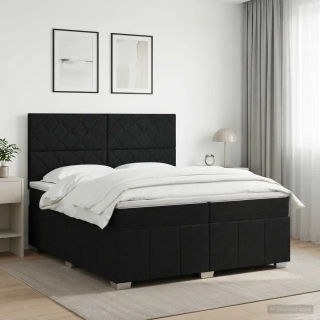 vidaXL Boxspringbed met matras met hoofdeinde Zwart 200 x 200 cm Stof