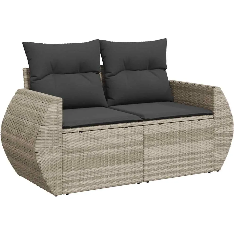vidaXL 5-delige Loungeset met kussens poly rattan lichtgrijs grijs, foto 4