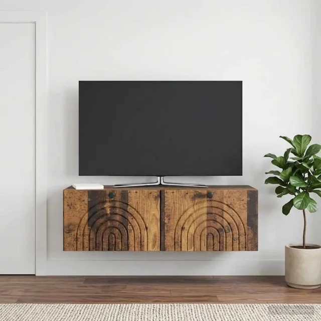 vidaXL Wandbeugel TV-kast Oud hout 98 x 31 x 30 cm Bewerkt hout Bruin