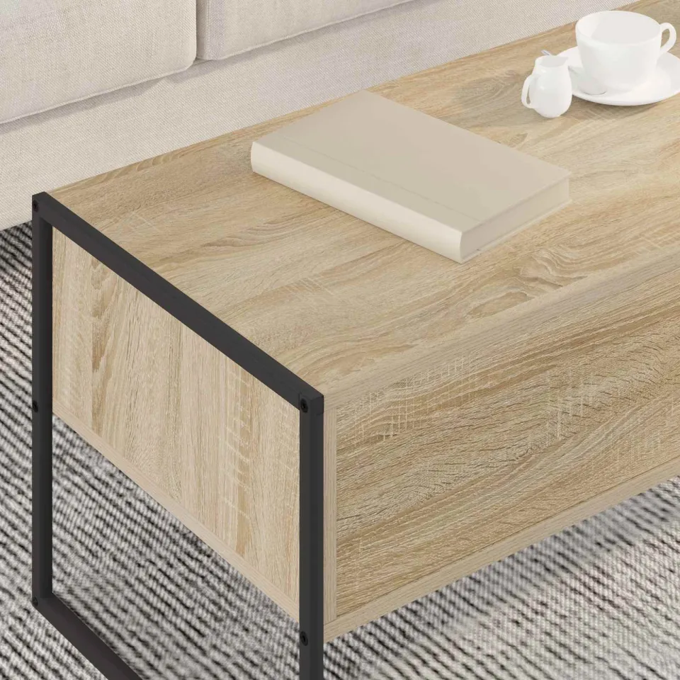 vidaXL Salontafel Sonoma 100 x 46 x 40 cm Bewerkt hout bruin, foto 3