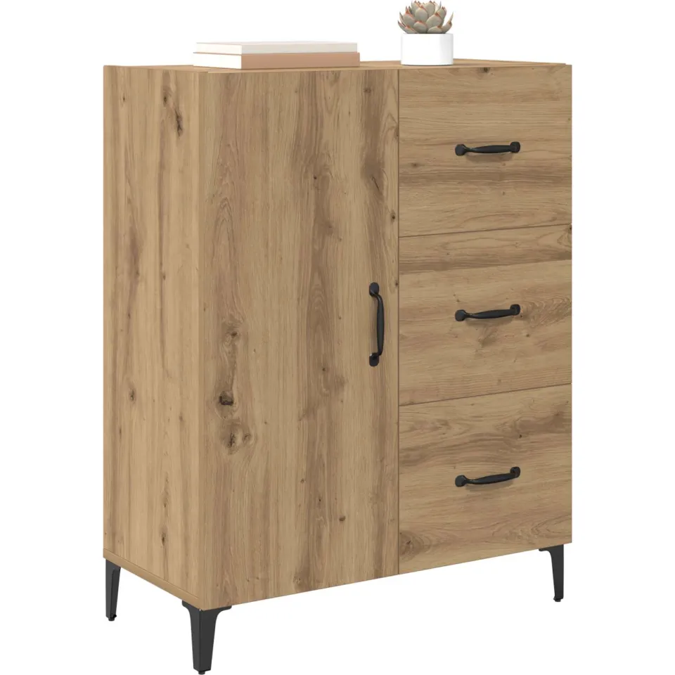 vidaXL Dressoir Artisan Eiken 69,5 x 34 x 90 cm Bewerkt hout Bruin