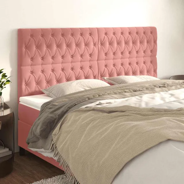 vidaXL Hoofdbord roze 200x7x118/128 cm fluweel