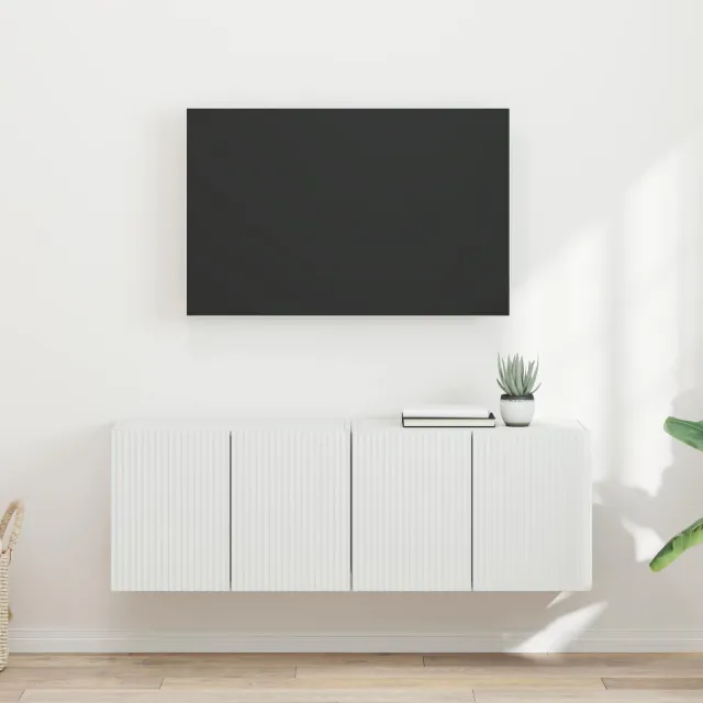 vidaXL TV-wandkast 2 st Wit Bewerkt hout, foto 2