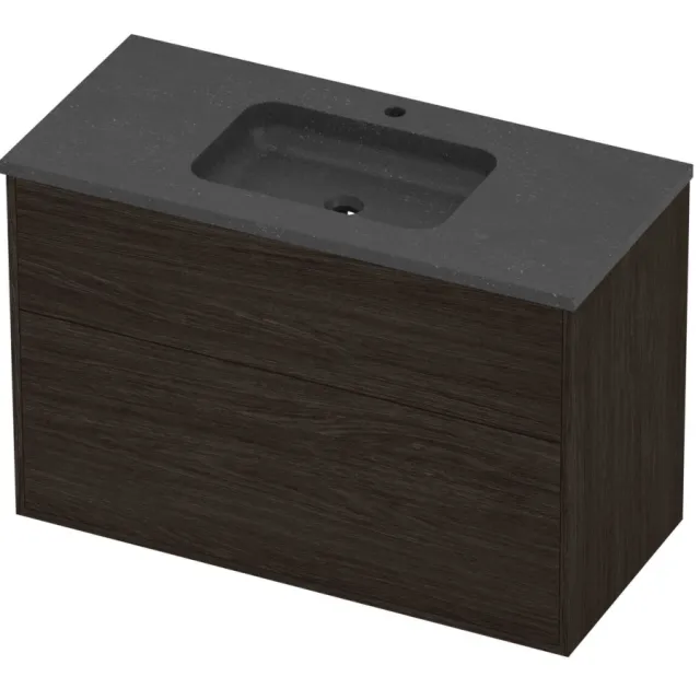 Proline Rollo Badmeubelset Hardsteen Elegant 100x46x67 cm Blue Stone Mokka Oak Eiken