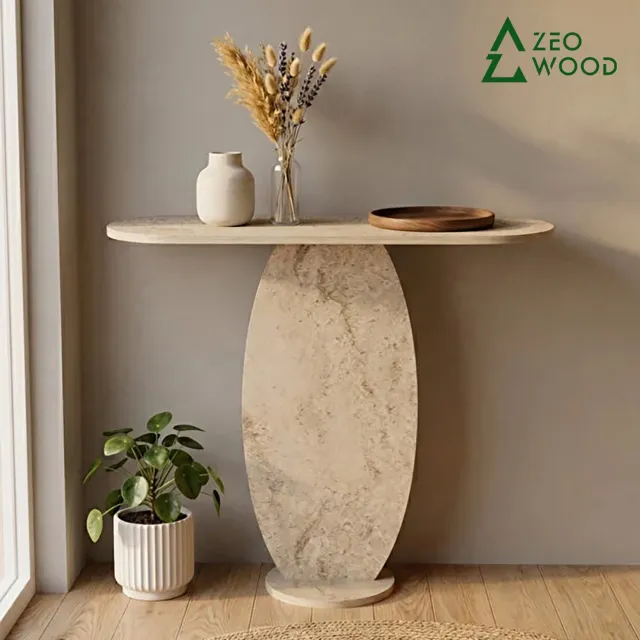 Zeo Wood Consoletafel – Sidetable – Console Tafel – Haltafel – Travertin – 100 x 30 x 85 cm