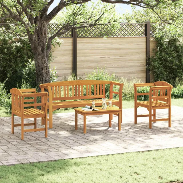 vidaXL Tuinrozelounge set 4 st Massief Acaciahout bruin, foto 2