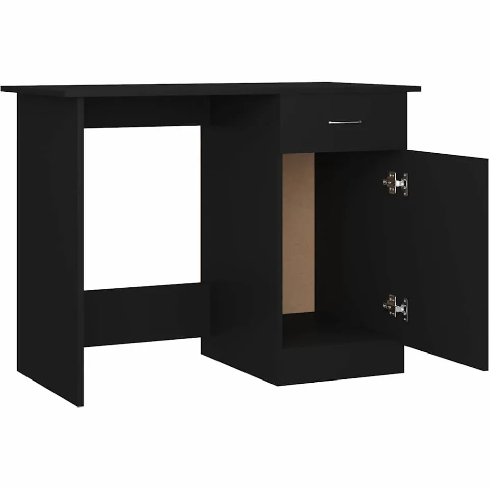 vidaXL Bureau 100x50x76 cm bewerkt hout zwart, foto 4