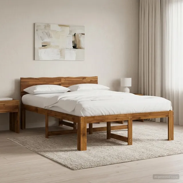 vidaXL Tweepersoonsbed met hoofdeinde ROSTOCK Naturel 160 x 200 cm Bruin