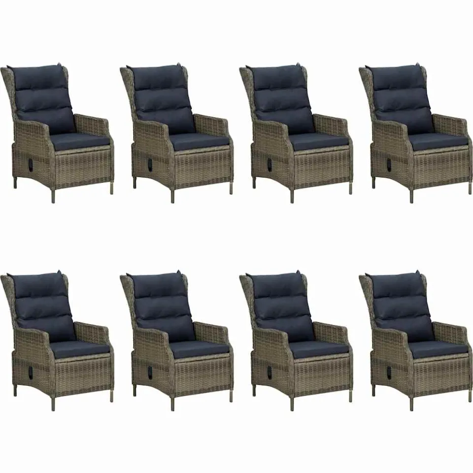 vidaXL 9-delige Tuinset met kussens poly rattan bruin