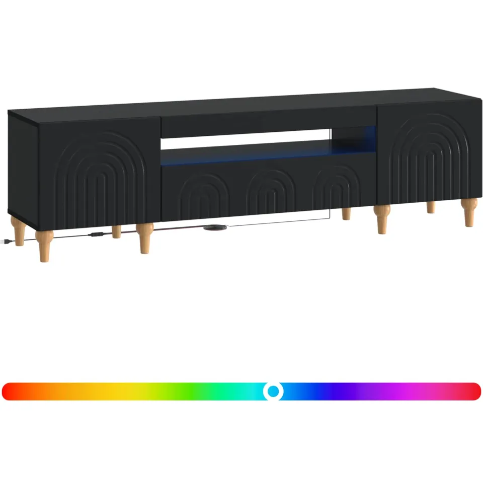vidaXL LED tv-meubel ALKMAAR 153 x 35 x 43 cm Zwart Bewerkt hout