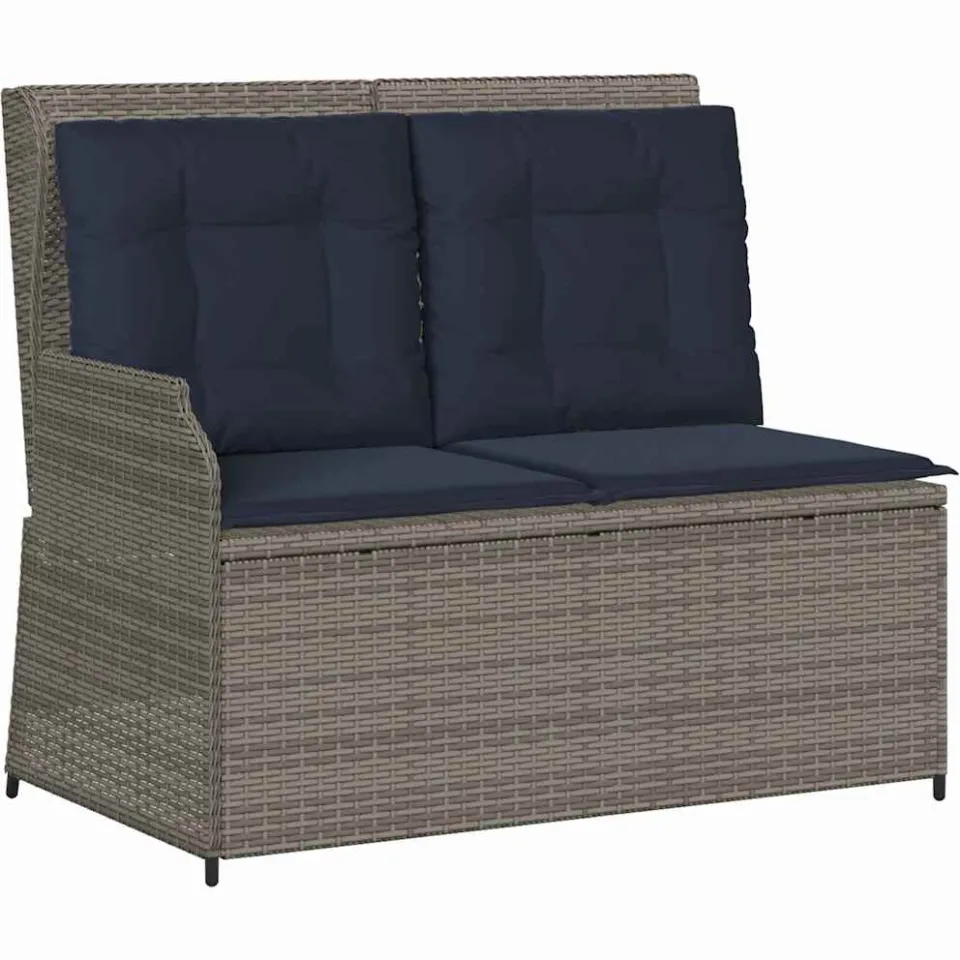 vidaXL Tuinbank Grijs poly rattan