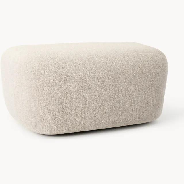 Westwing Collection Grote bouclé poef Wolke Beige