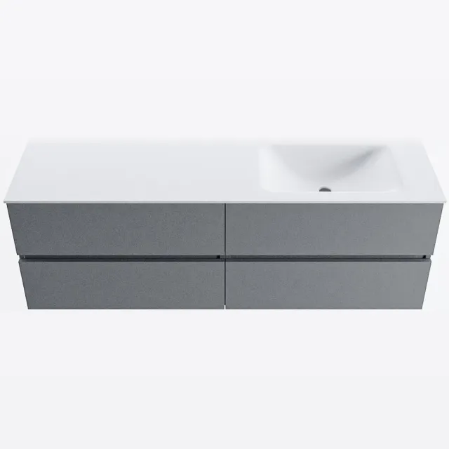 Mondiaz VICA 150cm badmeubel onderkast Plata 4 lades. Wastafel CLOUD rechts 1 kraangat, kleur Talc.