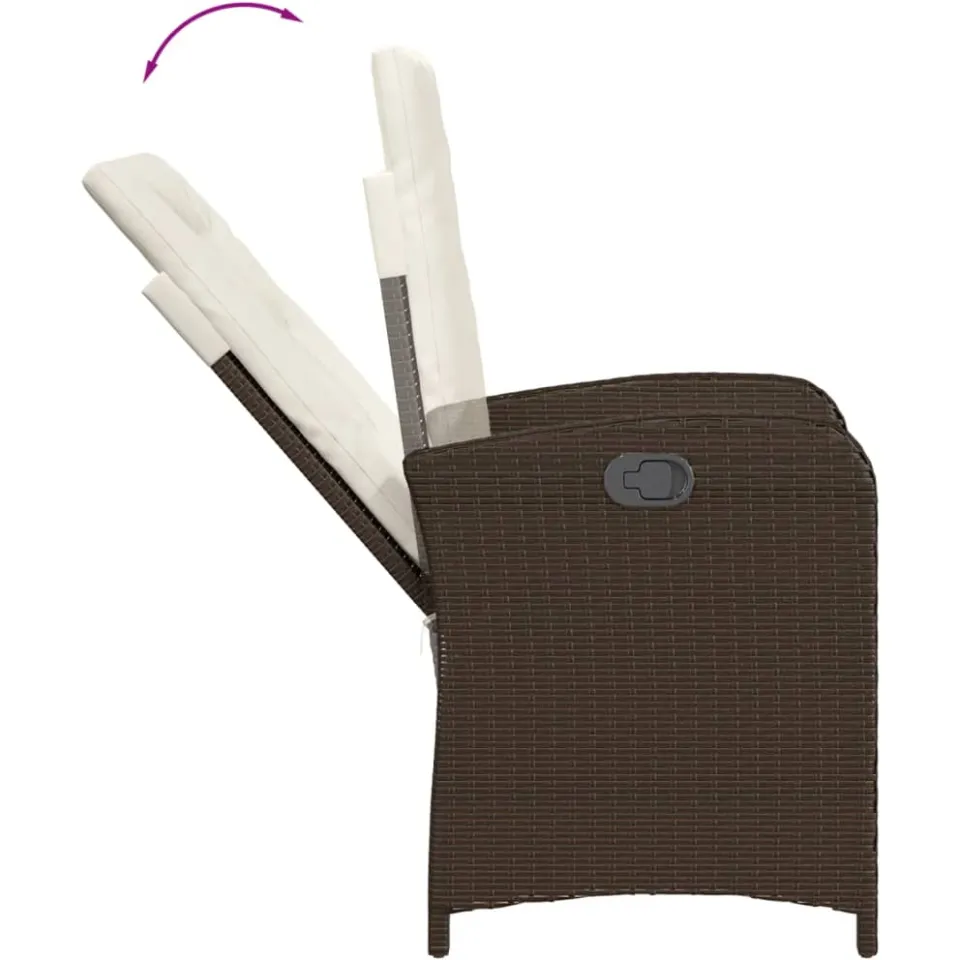 vidaXL 5-delige Tuinset met kussens poly rattan bruin, foto 4