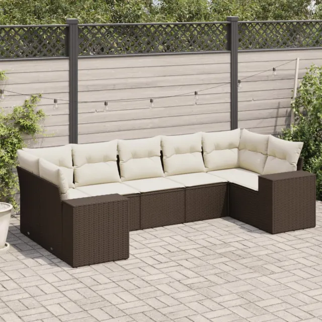 vidaXL 7-delige Loungeset met kussens poly rattan bruin, foto 2