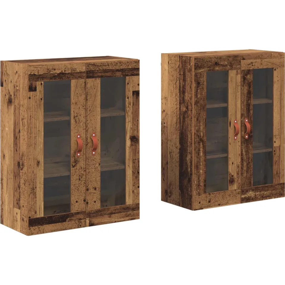 vidaXL Wandkasten 2 st Oud Hout 69,5 x 34 x 90 cm Bewerkt hout bruin, foto 3