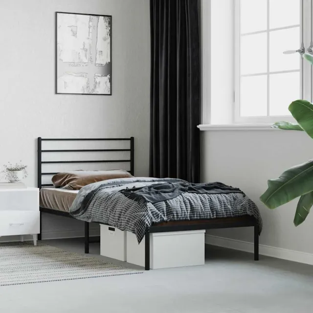 vidaXL Bedframe met hoofdbord metaal zwart 90x200 cm