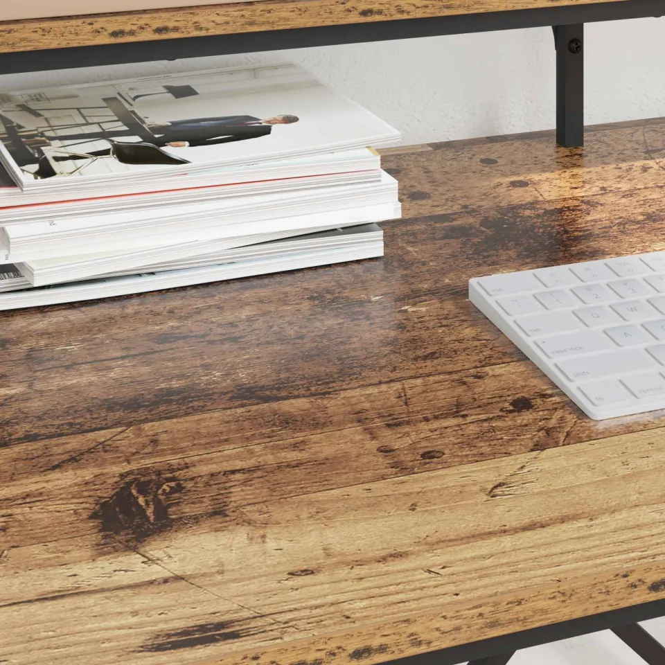 vidaXL Bureau Oud Hout 80 x 50 x 90 cm Bewerkt hout bruin, foto 4
