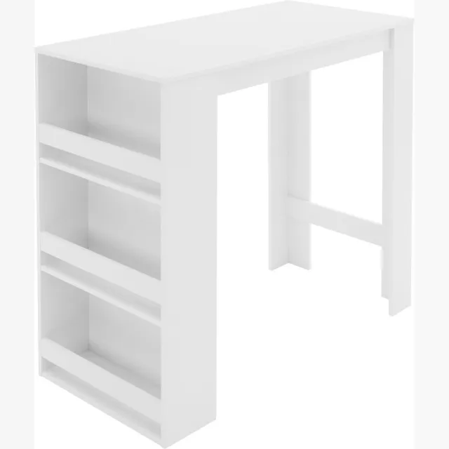 ml-design bartafel met 3 etages, wit, 117x106x57 cm, veel opbergruimte, modern, bartafel met 3 etages, bar counter bistrotafel bar counter keukentafel ontbijttafel