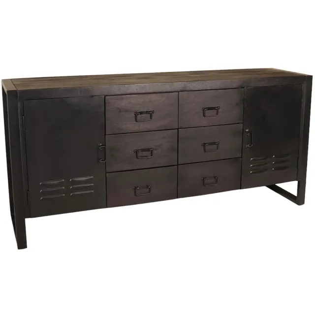 Lizzely Garden & Living Dressoir mangohout 180cm zwart Jazzy duurzaam mango kast