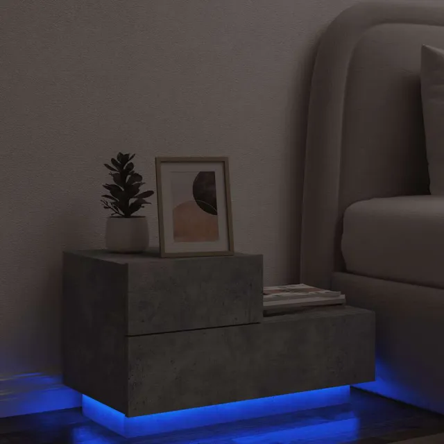 vidaXL Nachtkastje met LED-verlichting 70x36x40,5 cm betongrijs