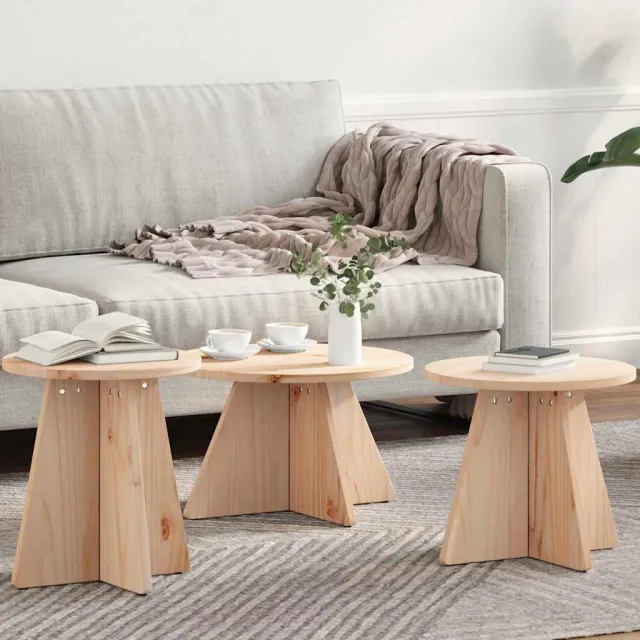 vidaXL Salontafel 3 st Naturel 49 x 49 x 30 cm, foto 2