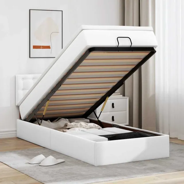 vidaXL Ottomaanse bed met matras 90x190cm kunstleer wit