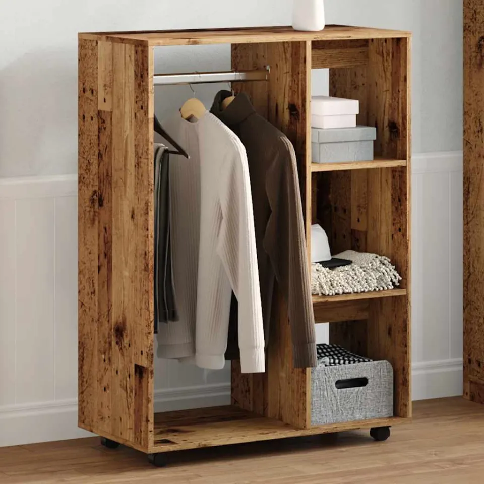 vidaXL Kledingkast 80x40x110 cm bewerkt hout oud houtkleurig bruin, foto 4