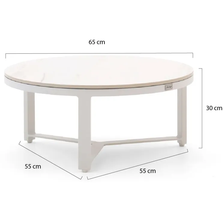 Bellagio tuinmeubelen Bellagio Ficarolo lounge tuintafelset ø85cm(h:35cm)/ø65cm (h:30cm) wit, foto 2