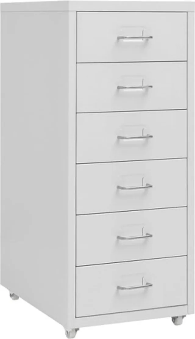 vidaXL Ladeblok - verrijdbaar - 28x41x69 - cm - metaal - grijs