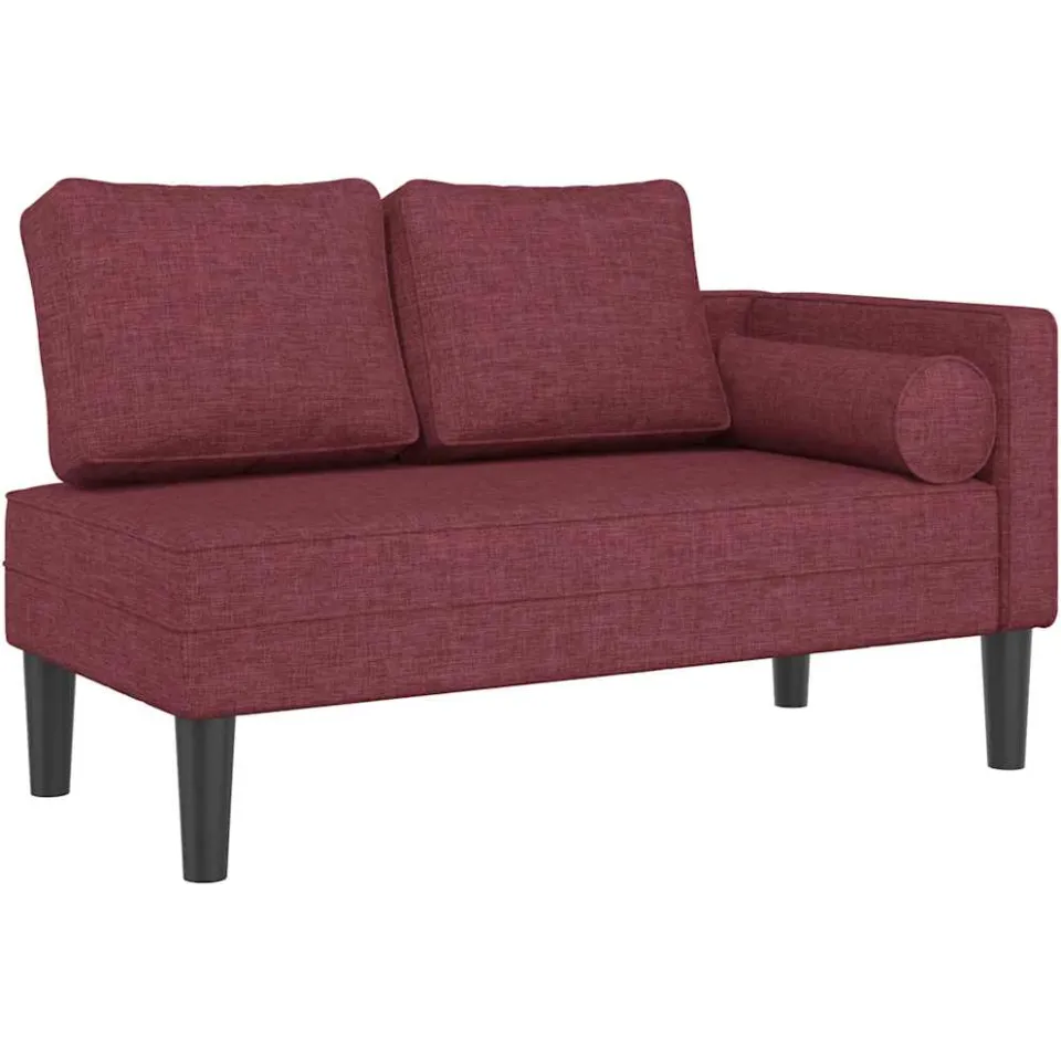 vidaXL Chaise longue met kussens stof wijnrood, foto 3