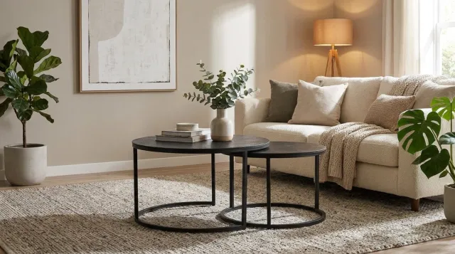House&Garde Salontafel Set – House&Garden Grand Luxe 2-delige Ronde Salontafel Set – Antiek Ash Metaal – Industriële Design Tafels – Handgemaakt Gegoten Metaal – Ø75 cm & Ø62 cm Antiek ash / grijs