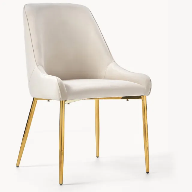 Westwing Collection Fluwelen stoel Ava beige, goudkleurig