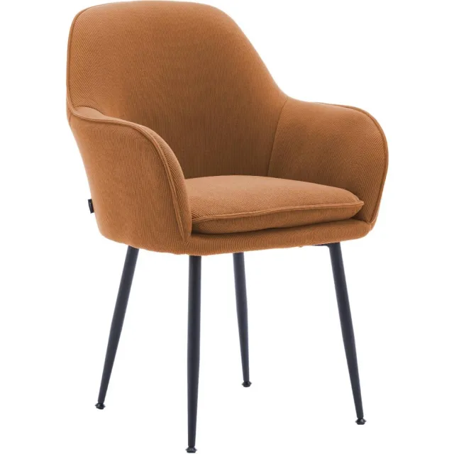 sweeek Corduroy fauteuil met matzwarte metalen poten, b 57 x d 59 x h 84,5 Camel