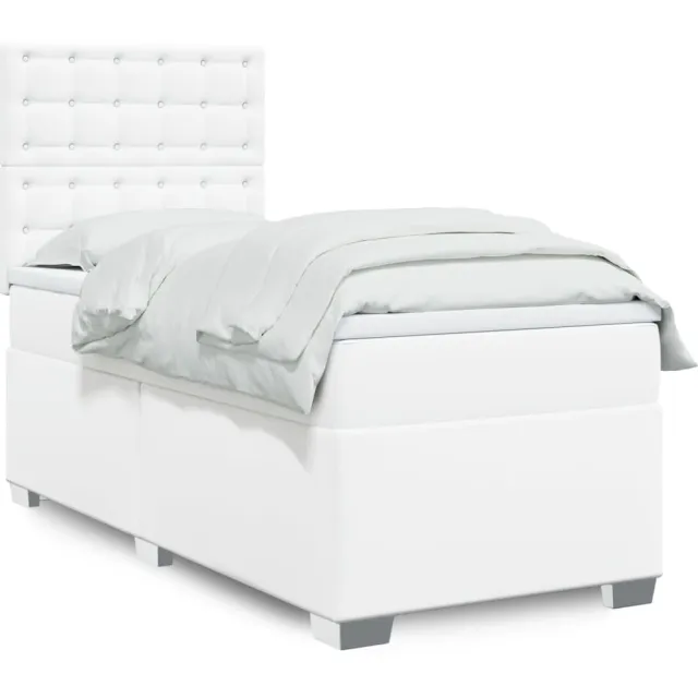 vidaXL Boxspring met matras kunstleer wit 90x200 cm