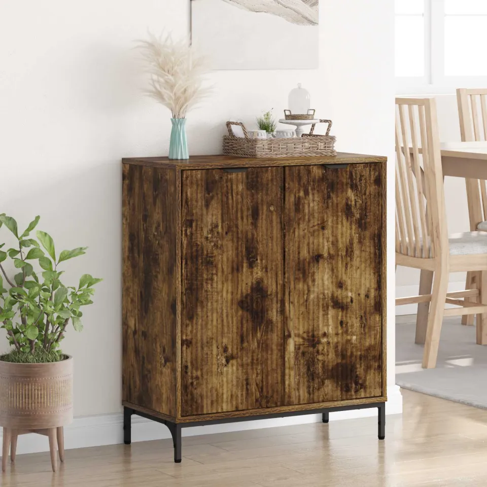 vidaXL Dressoir Gerookt eiken 69,5 x 33 x 82 cm Bewerkt hout, foto 4
