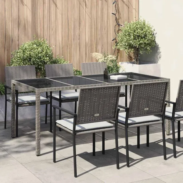 vidaXL Tuinstafel Grijs poly rattan