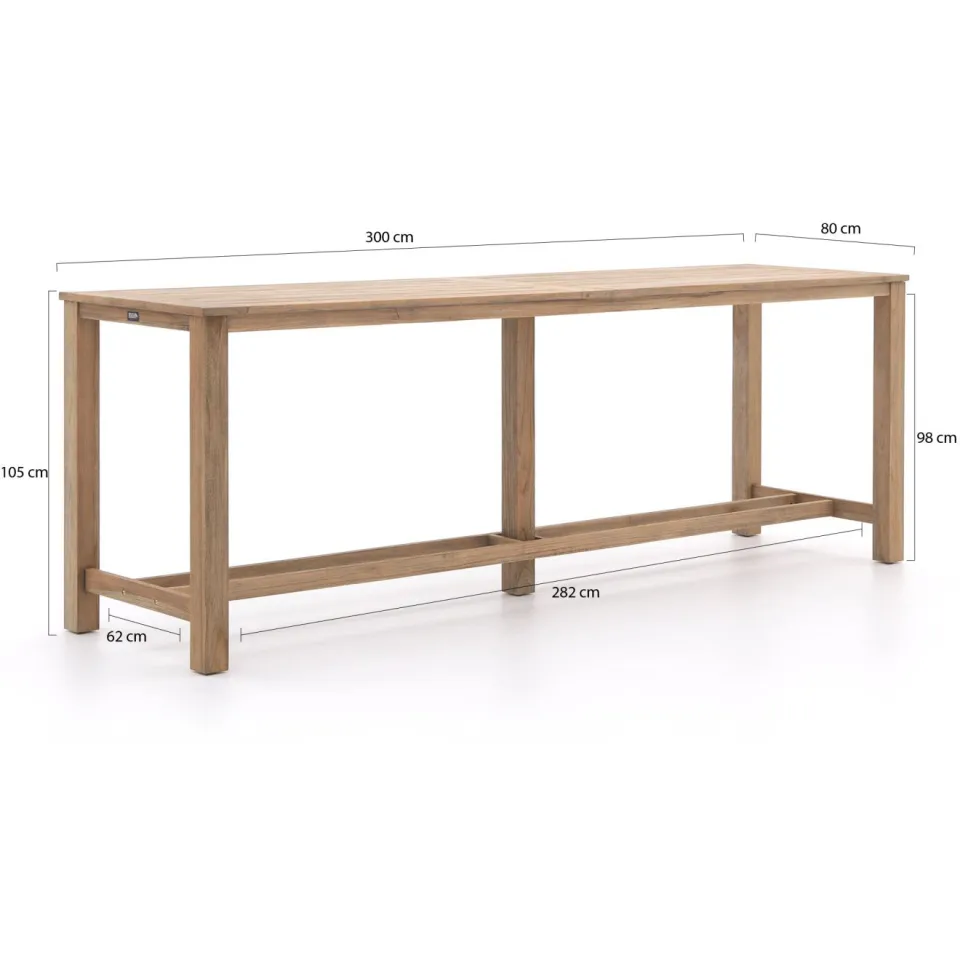 ROUGH Furniture ROUGH-X bartafel 300x80x105cm bruin, foto 3