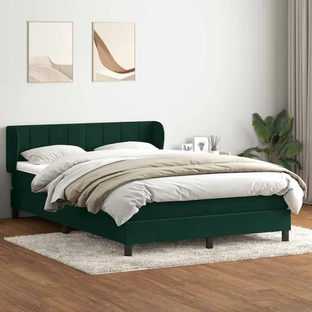vidaXL Boxspring met matras fluweel donkergroen 160x220 cm groen