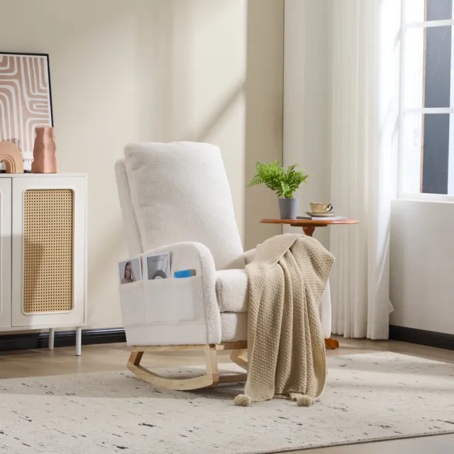 CHICFURN Schommelstoel - Zacht schommelen - Hoge rugleuning - Wit