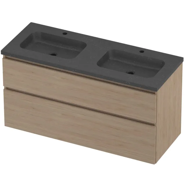 Proline Rollo Badmeubelset Hardsteen Elegant 2 Gaten 120x46x62 cm Blue Stone Ideal Oak Eiken