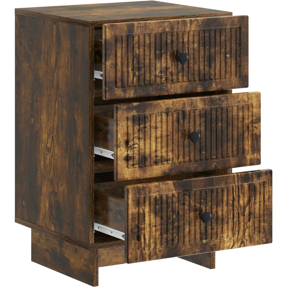 vidaXL Nachtkastje Gerookt eiken 43 x 41 x 66,5 cm Bewerkt hout Bruin