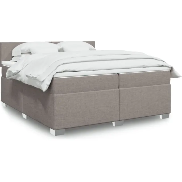 vidaXL Boxspring met matras stof taupe 200x200 cm