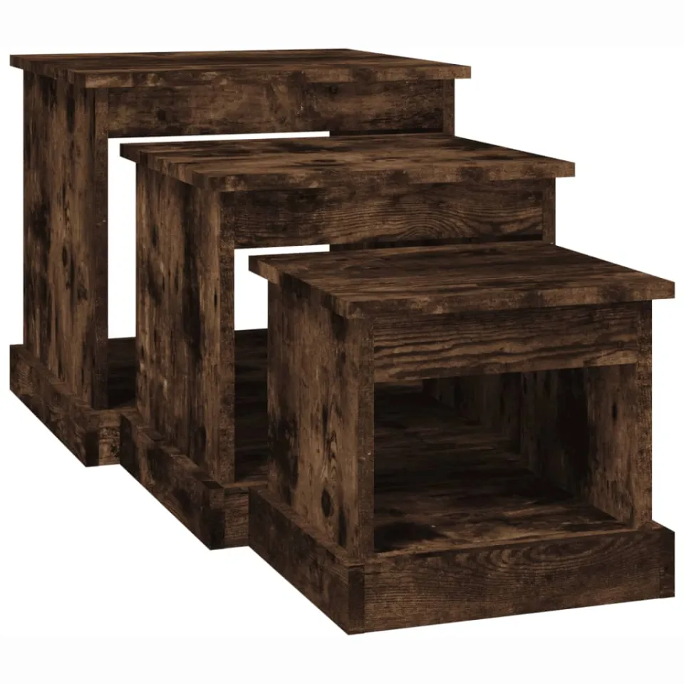 vidaXL 3-delige Salontafelset bewerkt hout gerookt eikenkleurig, foto 4
