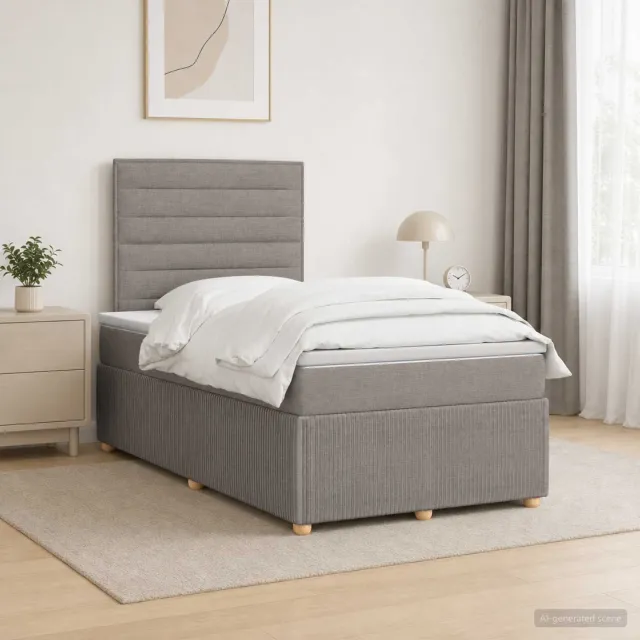 vidaXL Boxspringbed met matras met hoofdeinde Taupe 120 x 190 cm Stof