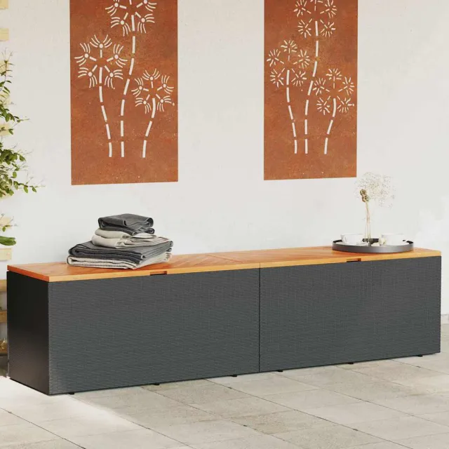 vidaXL Tuinbox 220x50x54 cm poly rattan en acaciahout zwart, foto 2