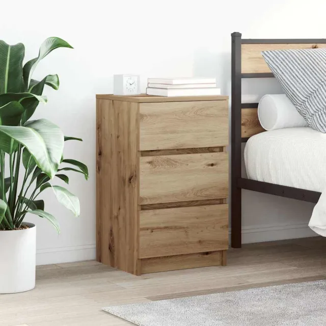 vidaXL Nachtkastjes 3 lades 2 st 39x35x65 cm ambachtelijk eikenkleurig, foto 2