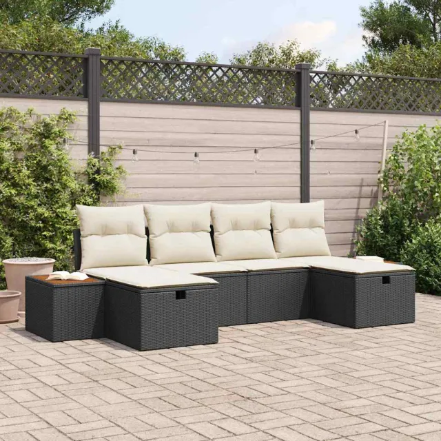 vidaXL Tuin Sofa Set 6 st Zwart poly rattan