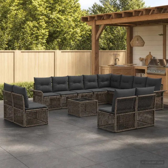 vidaXL Tuinbankenset 13 st Grijs poly rattan, foto 2